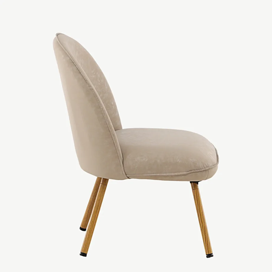 Beež PU-kattega lounge-tool Polar tammepuidu imitatsiooniga terasjalgadel, 18048-211 – 2