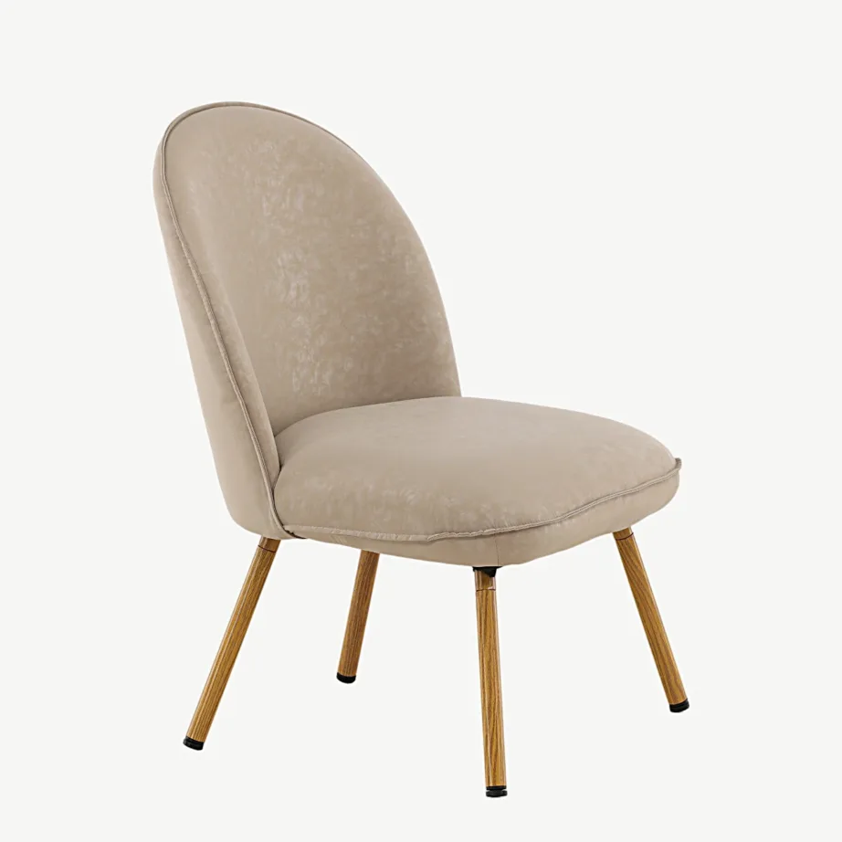 Beež PU-kattega lounge-tool Polar tammepuidu imitatsiooniga terasjalgadel, 18048-211 – 3