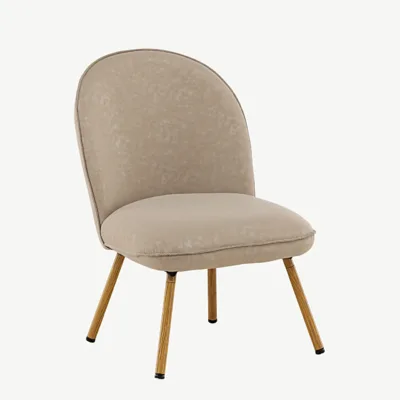 Beež PU-kattega lounge-tool Polar tammepuidu imitatsiooniga terasjalgadel - 18048-211