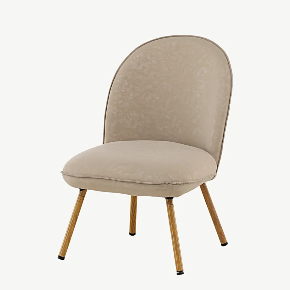 Beež PU-kattega lounge-tool Polar tammepuidu imitatsiooniga terasjalgadel, 18048-211 – 5