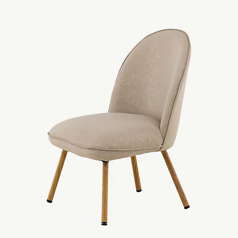 Beež PU-kattega lounge-tool Polar tammepuidu imitatsiooniga terasjalgadel - 18048-211