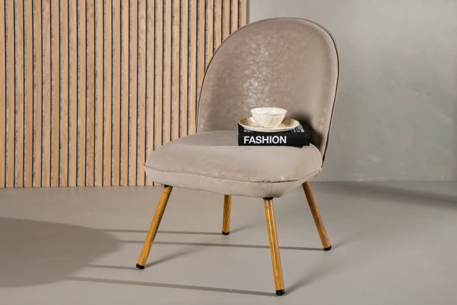 Beež PU-kattega lounge-tool Polar tammepuidu imitatsiooniga terasjalgadel, 18048-211 – 8