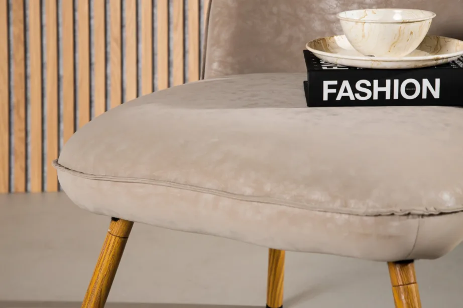 Beež PU-kattega lounge-tool Polar tammepuidu imitatsiooniga terasjalgadel, 18048-211 – 10