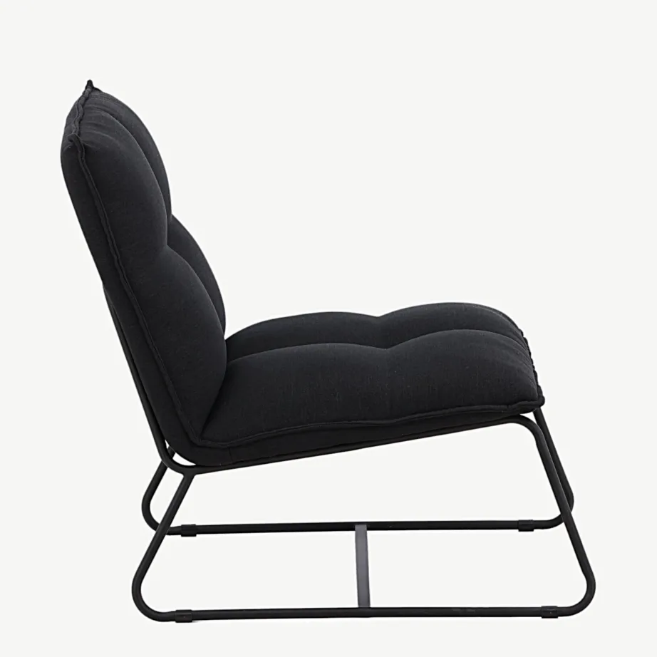 Madison lounge-tugitool musta polüesterlinaga, terasraamil, 18048-240 – 2