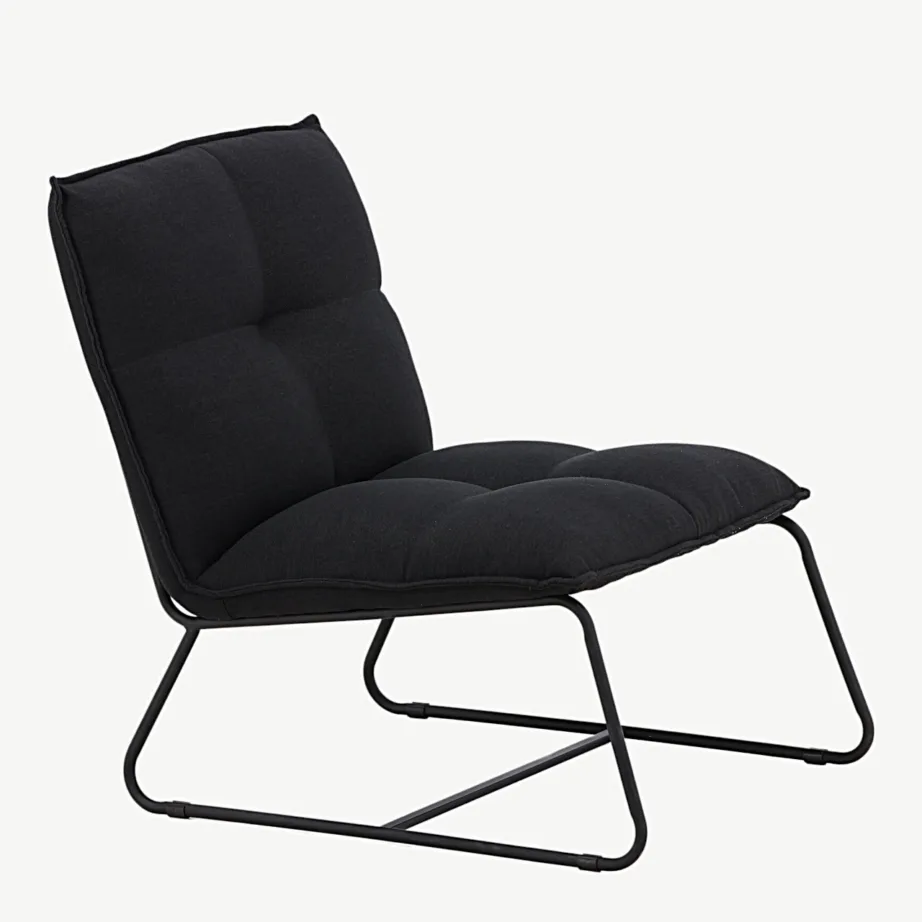 Madison lounge-tugitool musta polüesterlinaga, terasraamil, 18048-240 – 3