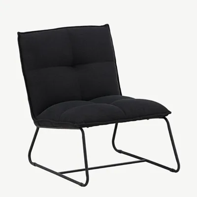 Madison lounge-tugitool musta polüesterlinaga, terasraamil - 18048-240