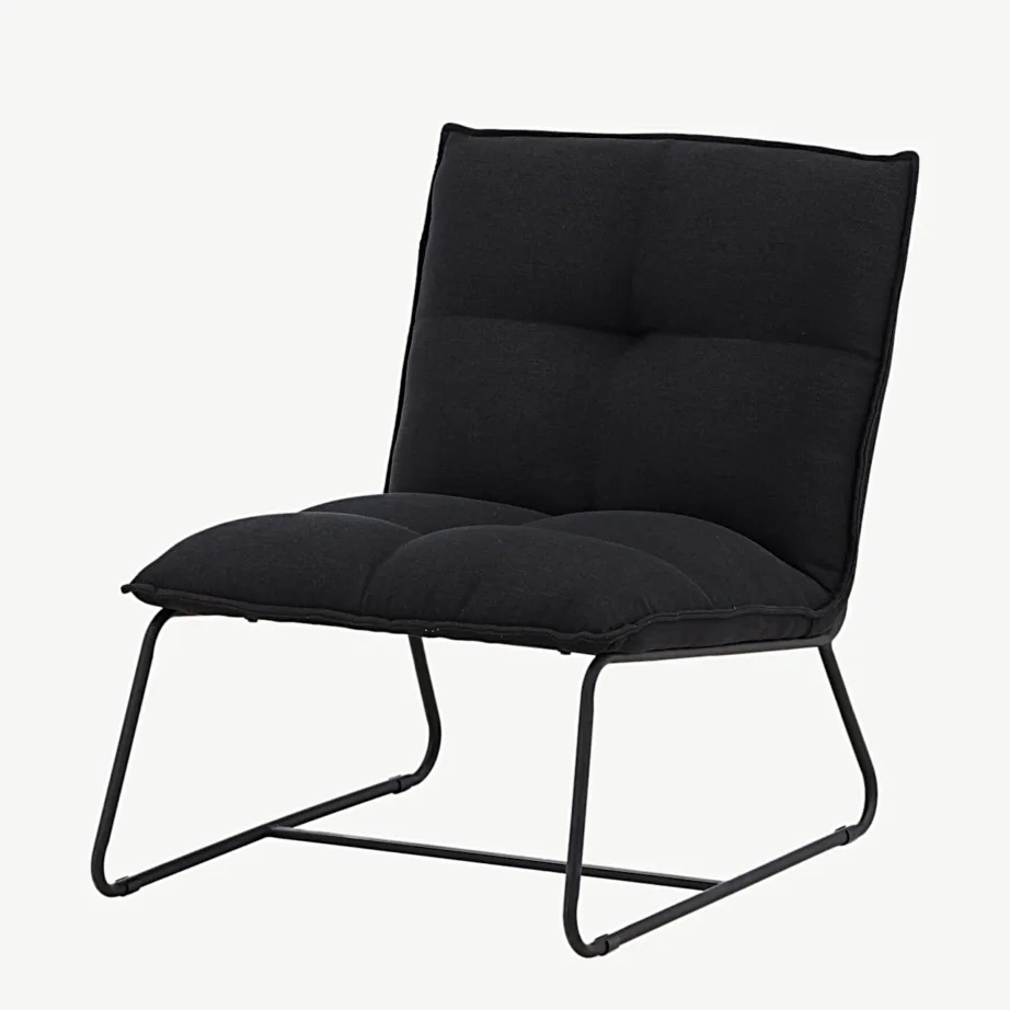 Madison lounge-tugitool musta polüesterlinaga, terasraamil, 18048-240 – 5