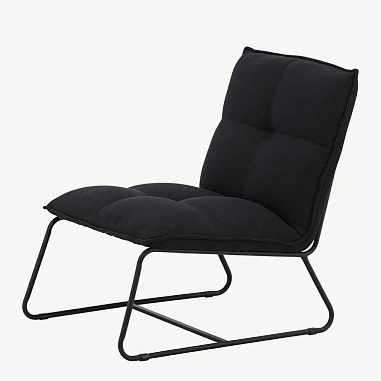 Madison lounge-tugitool musta polüesterlinaga, terasraamil - 18048-240