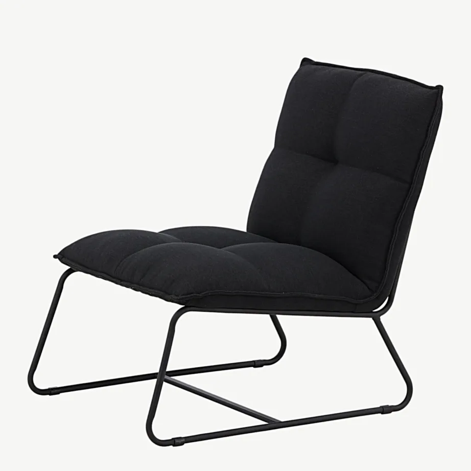 Madison lounge-tugitool musta polüesterlinaga, terasraamil, 18048-240 – 6