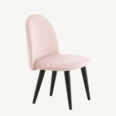 Laste söögitool Velvet Kids – roosast sametist, mustade metalljalgadega - 18062-889
