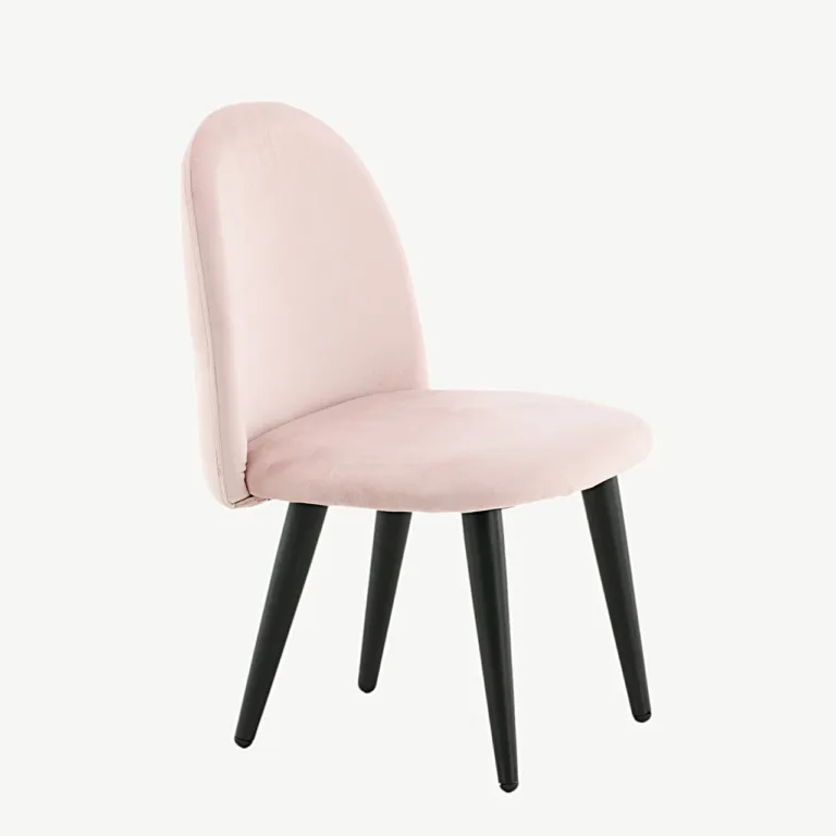 Laste söögitool Velvet Kids – roosast sametist, mustade metalljalgadega - 18062-889