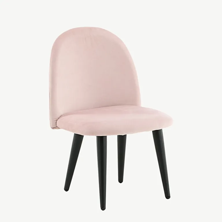 Laste söögitool Velvet Kids – roosast sametist, mustade metalljalgadega - 18062-889