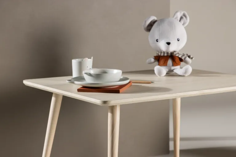 Valge peitsiga laste söögilaud Polar, MDF (80 × 60 cm) - 18064-130