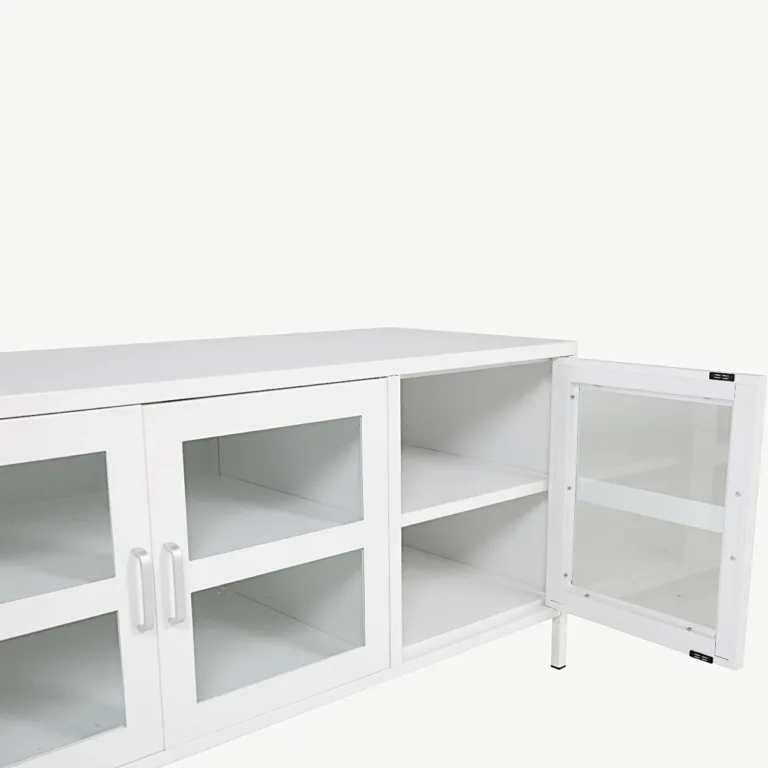 Valge klaasustega terasest TV-alus Acero - 18065-201