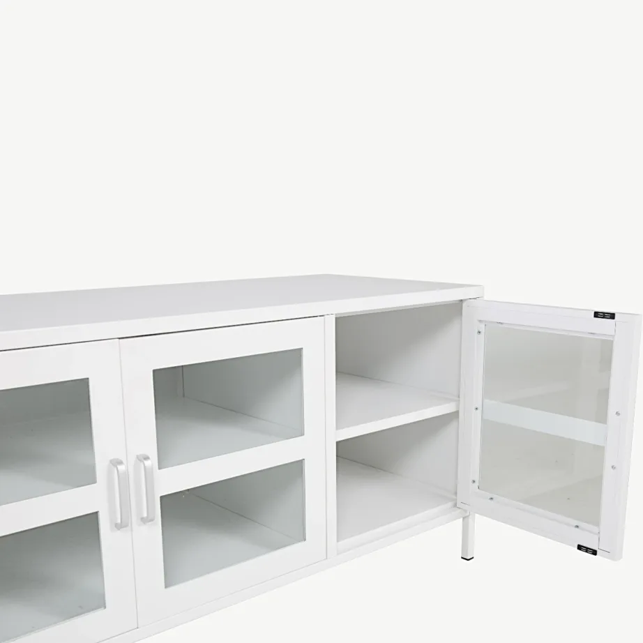 Valge klaasustega terasest TV-alus Acero, 18065-201 – 4