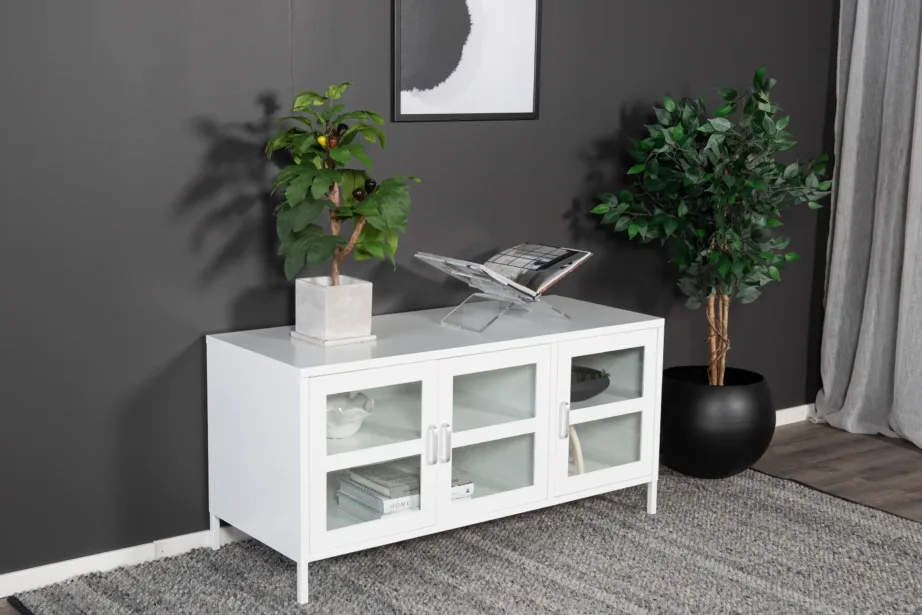 Valge klaasustega terasest TV-alus Acero, 18065-201 – 7