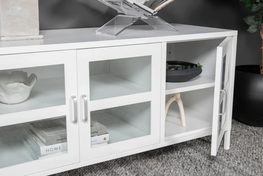 Valge klaasustega terasest TV-alus Acero, 18065-201 – 8