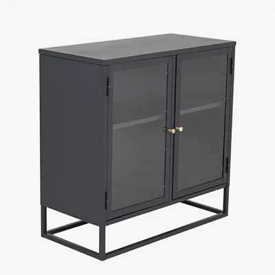 Must klaasustega teraskapp Bakal, industriaalne disain, 85 × 40 × 85 cm - 18067-208