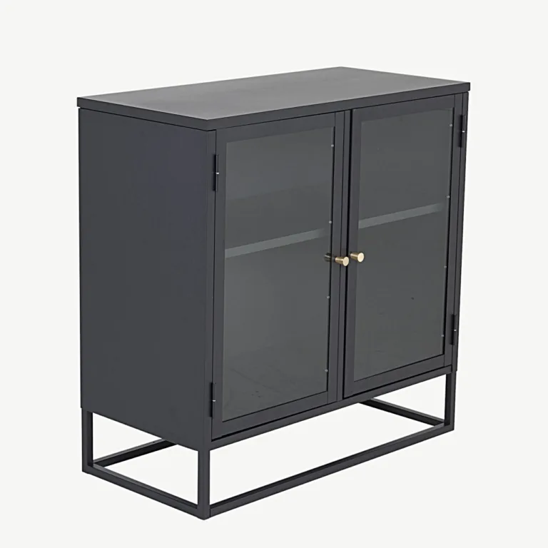 Must klaasustega teraskapp Bakal, industriaalne disain, 85 × 40 × 85 cm - 18067-208