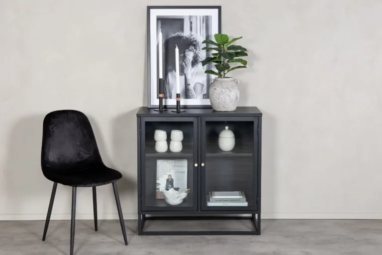 Must klaasustega teraskapp Bakal, industriaalne disain, 85 × 40 × 85 cm - 18067-208