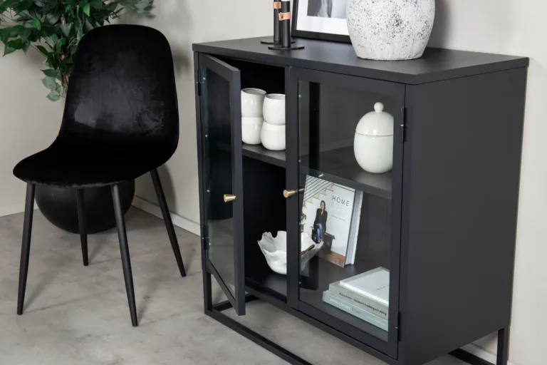 Must klaasustega teraskapp Bakal, industriaalne disain, 85 × 40 × 85 cm - 18067-208