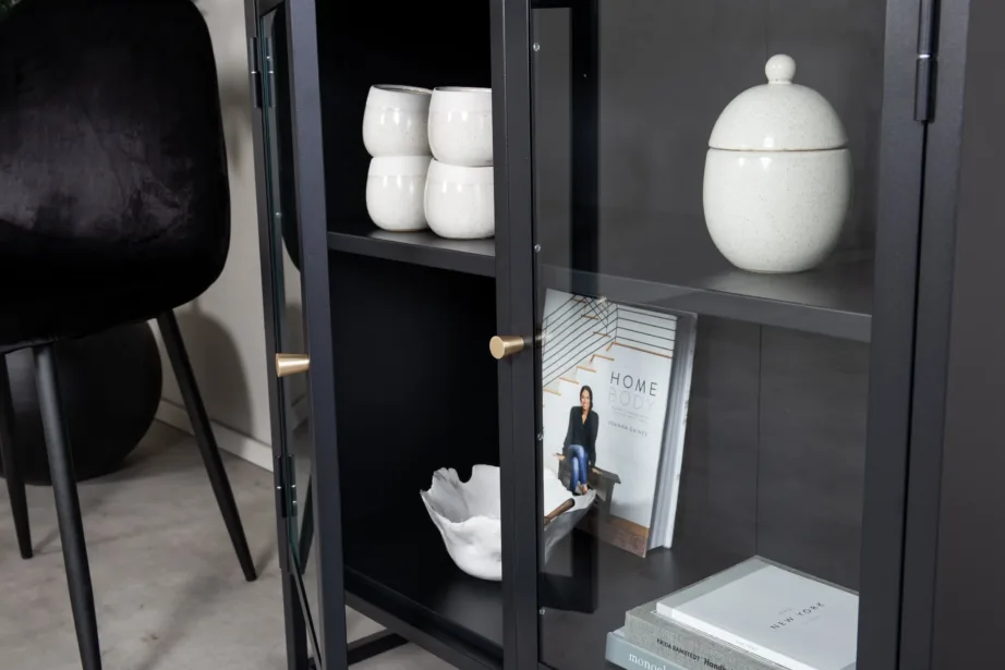 Must klaasustega teraskapp Bakal, industriaalne disain, 85 × 40 × 85 cm, 18067-208 – 4