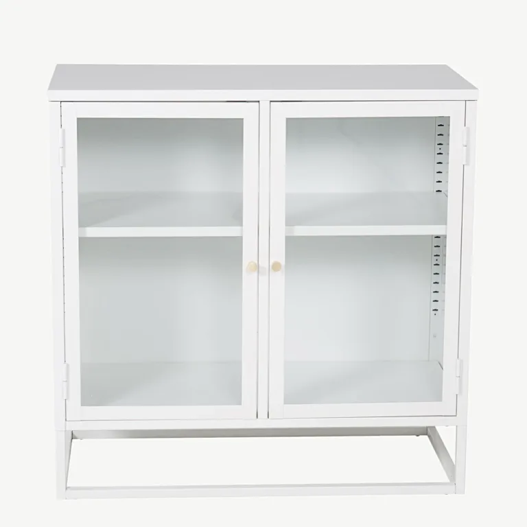 Valge klaasustega metallkapp Bakal, 85 × 40 × 85 cm - 18068-201