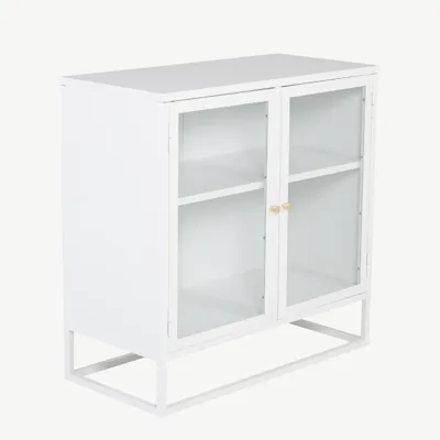 Valge klaasustega metallkapp Bakal, 85 × 40 × 85 cm - 18068-201