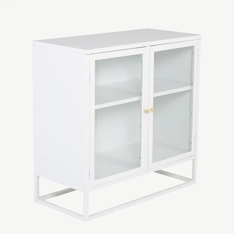 Valge klaasustega metallkapp Bakal, 85 × 40 × 85 cm - 18068-201