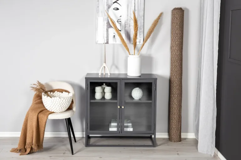 Helehall terasest klaasustega vitriinkapp Bakal (85x40x85 cm) - 18068-205