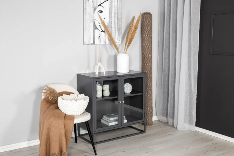 Helehall terasest klaasustega vitriinkapp Bakal (85x40x85 cm) - 18068-205
