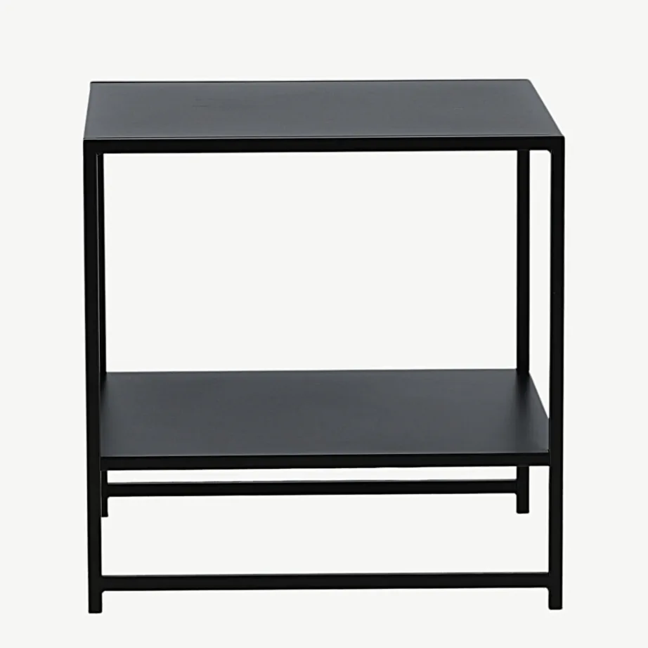 Mustast terasest minimalistlik abilauaga laud Staal (riiuliga, 50×50 cm), 18073-208 – 2