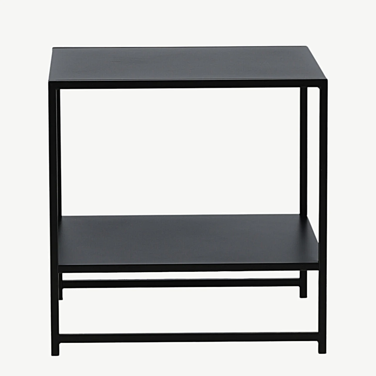 Mustast terasest minimalistlik abilauaga laud Staal (riiuliga, 50x50 cm) - 18073-208