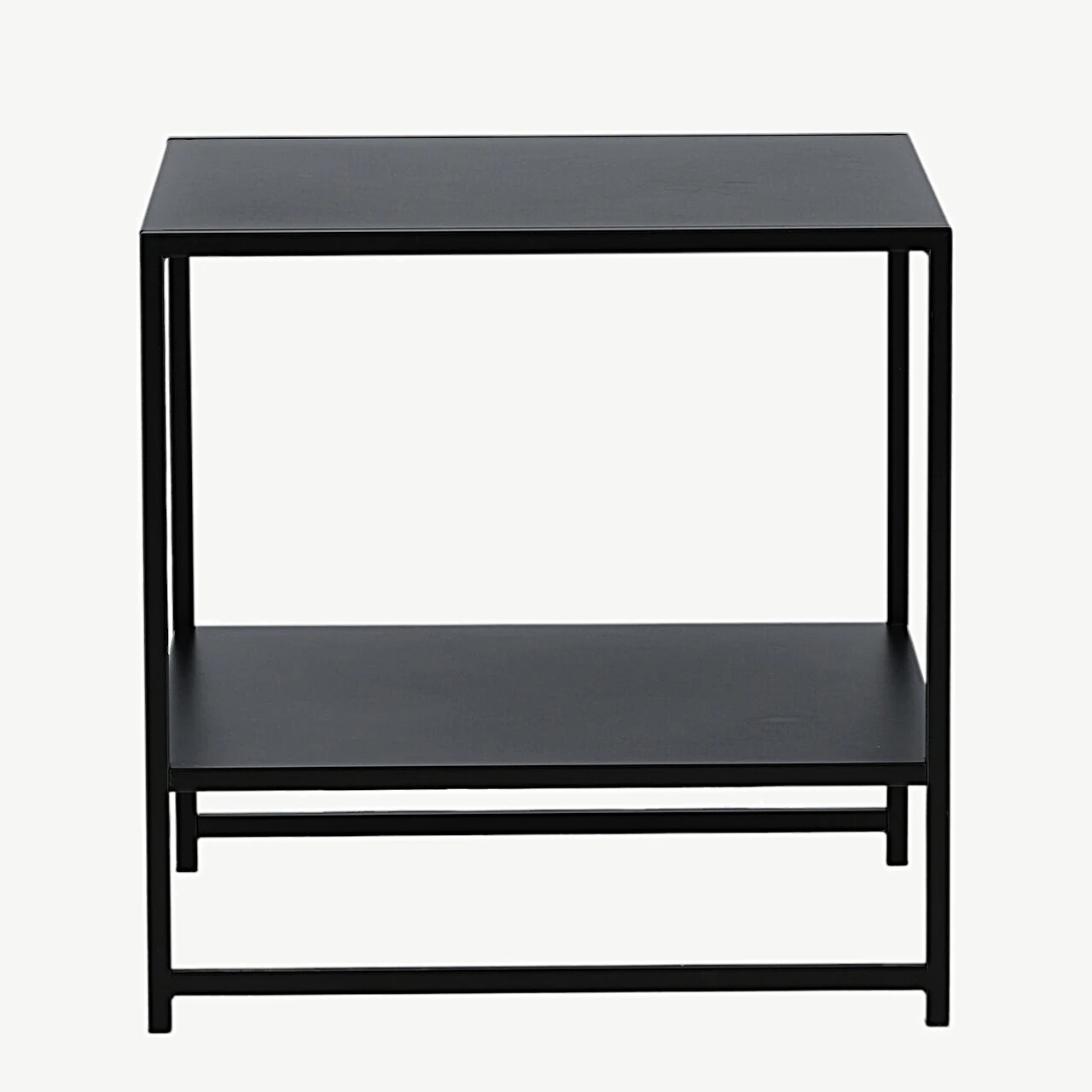 Mustast terasest minimalistlik abilauaga laud Staal (riiuliga, 50x50 cm) - 18073-208