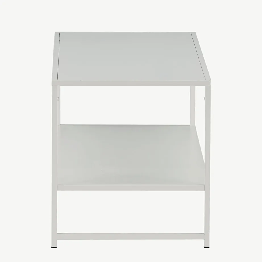 Valge terasdiivanilaud Staal kahe riiuliga, 18074-201 – 2