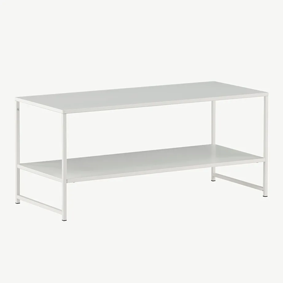 Valge terasdiivanilaud Staal kahe riiuliga, 18074-201 – 3