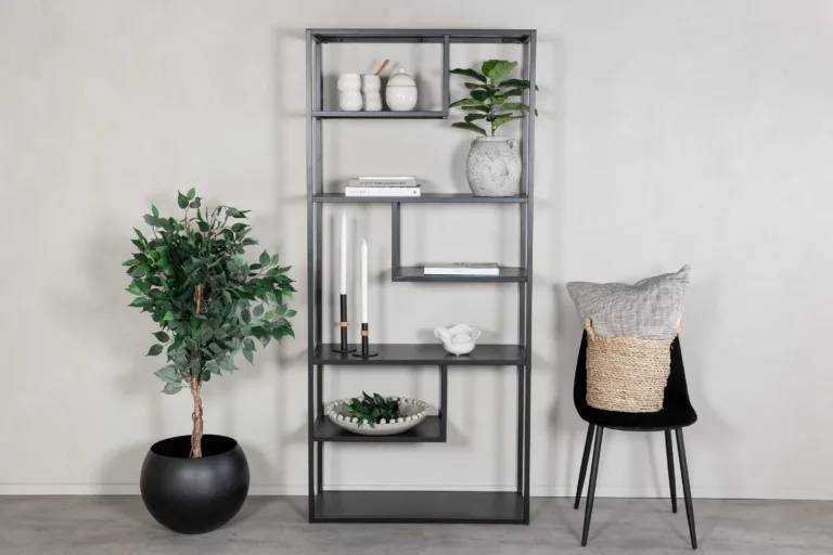 Mustast terasest geomeetriline riiul Staal (85 × 35 × 188 cm) - 18076-208