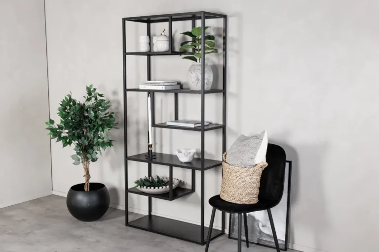 Mustast terasest geomeetriline riiul Staal (85 × 35 × 188 cm) - 18076-208