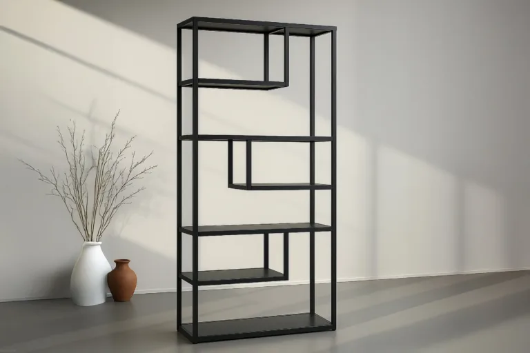 Mustast terasest geomeetriline riiul Staal (85 × 35 × 188 cm) - 18076-208