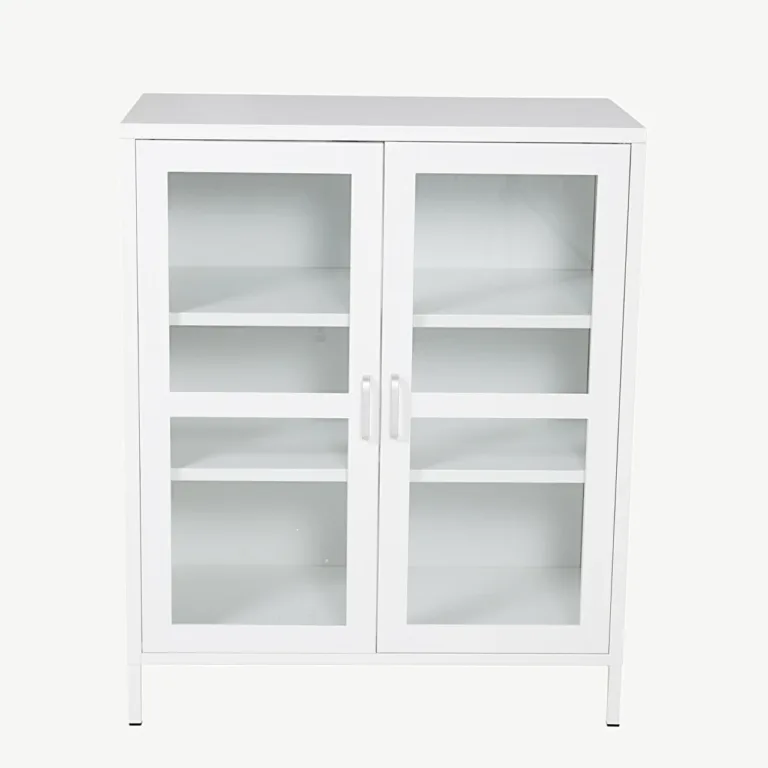 Valge klaasustega teraskapp Acero, madal (97x80 cm) - 18077-201