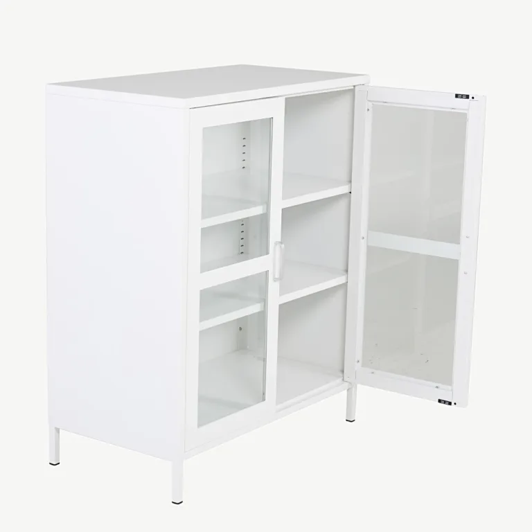 Valge klaasustega teraskapp Acero, madal (97x80 cm) - 18077-201