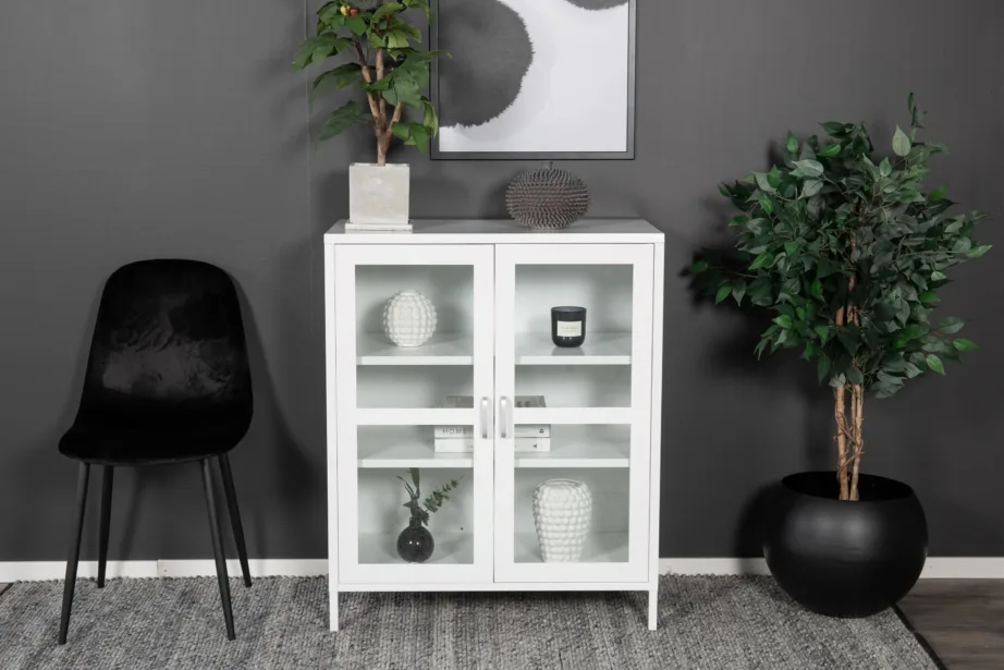 Valge klaasustega teraskapp Acero, madal (97×80 cm), 18077-201 – 5