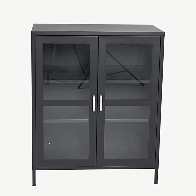 Mustast metallist klaasustega vitriinkapp Acero (80 × 97 cm) - 18077-208