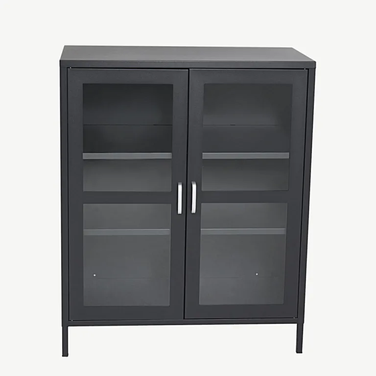 Mustast metallist klaasustega vitriinkapp Acero (80 × 97 cm) - 18077-208