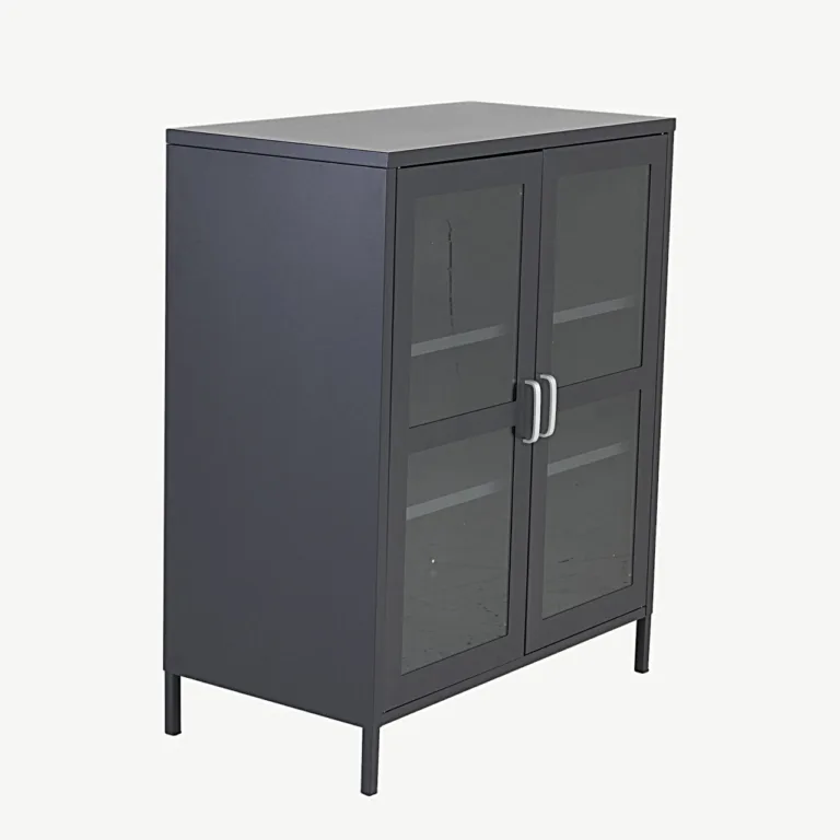 Mustast metallist klaasustega vitriinkapp Acero (80 × 97 cm) - 18077-208