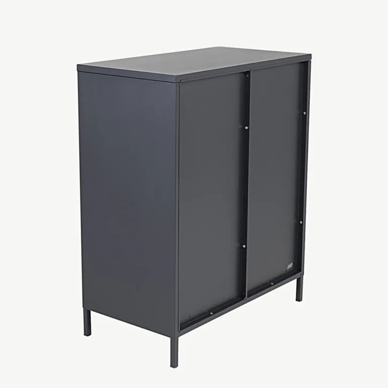 Mustast metallist klaasustega vitriinkapp Acero (80 × 97 cm) - 18077-208