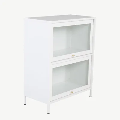 Valge klaasustega madal teraskapp Bakali (80 × 40 × 100 cm) - 18078-201