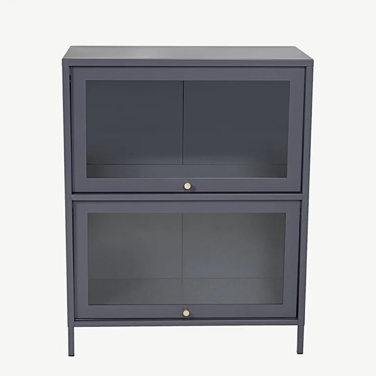 Helehall metallvitriinkapp klaasustega Bakal, 80x40x100 cm - 18078-205