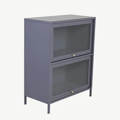 Helehall metallvitriinkapp klaasustega Bakal, 80x40x100 cm - 18078-205