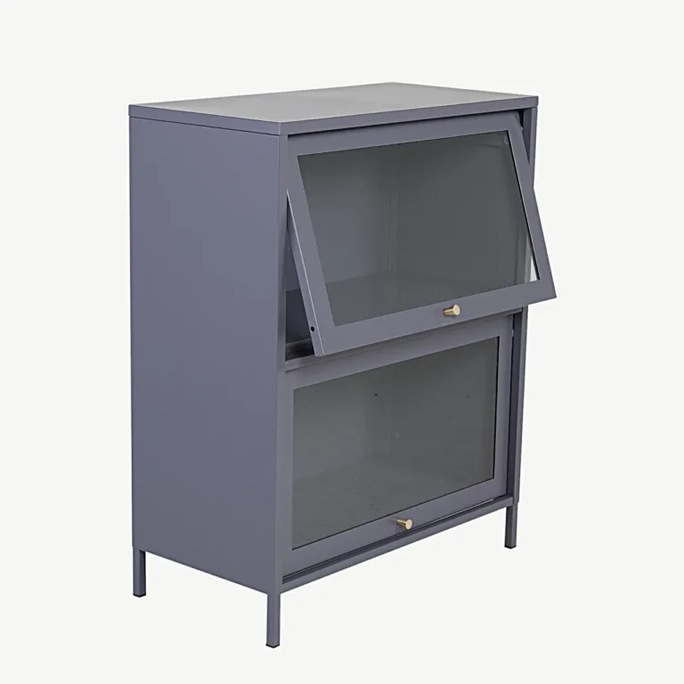 Helehall metallvitriinkapp klaasustega Bakal, 80x40x100 cm - 18078-205